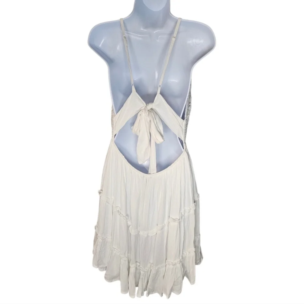 Rue 21 White Lace Babydoll Top Mini Dress Y2K Fairy Hippie Ethereal Boho Size L - Picture 4 of 14